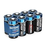 ANSMANN CR123A 3V Lithium Batterie, 8 Stück, 1500mAh,...