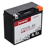 Accurat Motorradbatterie YTX20L-BS - 12V, 20Ah, 290A,...