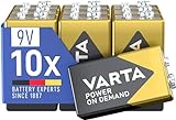 VARTA Batterien 9V Blockbatterien, 10 Stück, Power on...