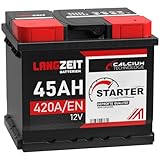 LANGZEIT Autobatterie 45AH 12V 420A/EN Starterbatterie...