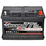BlackMax Autobatterie 12V 77Ah 760A/EN Starterbatterie...