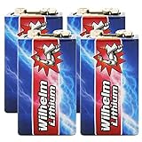 4 x Wilhelm Lithium 9V Block Batterie Rauchmelder...