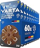 VARTA Hörgerätebatterien Typ 312 braun, Batterien 60...