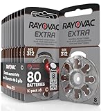 80 Batterien für Hörgeräte Rayovac Extra 312-10...