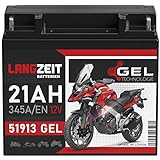 LANGZEIT 51913 GEL Motorradbatterie 12V 21Ah 345A/EN...