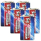 5 x Wilhelm Lithium 9V Block Batterie Rauchmelder 6LR61...