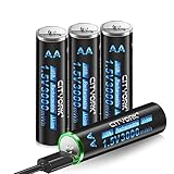 CITYORK Lithium Ionen Aufladbare Akkus AA, 1,5V AA...