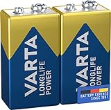 VARTA Batterien 9V Blockbatterie, 2 Stück, Longlife...