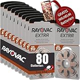 80 Hörgerätebatterien Rayovac Extra Typ 312 10x8...