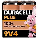 Duracell Plus 9V Blockbatterie, 4 Stück, 9 Volt...