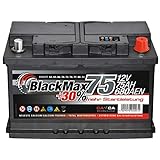 Autobatterie 12V 75Ah 680A BlackMax PKW Batterie...