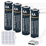 Kamnnor Wiederaufladbare AA Lithium-Batterien, 1,5 V...