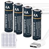 Kamnnor AA Lithium Batterien AA 1,5 V USB...