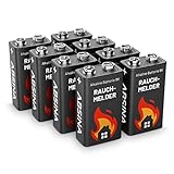 ABSINA Rauchmelder Batterie 9V Block - 8er Pack...